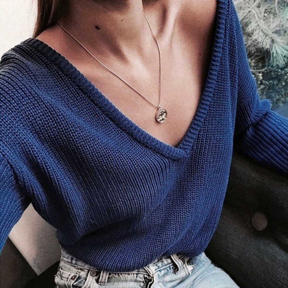 Blue V-Neck Sweater